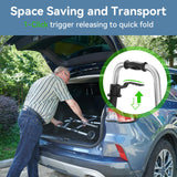 FSA/HSA Eligible Folding Walker with Large Basket and 2 Glide Skis, 5" Wheels Lightweight Walkers for Seniors and Adults, Supports Up to 350 Pounds, Adjustable Height, Compact Standard Walker