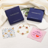 Turandoss 14K Gold Plated White Clover Bracelet for Women Jewelry Gifts