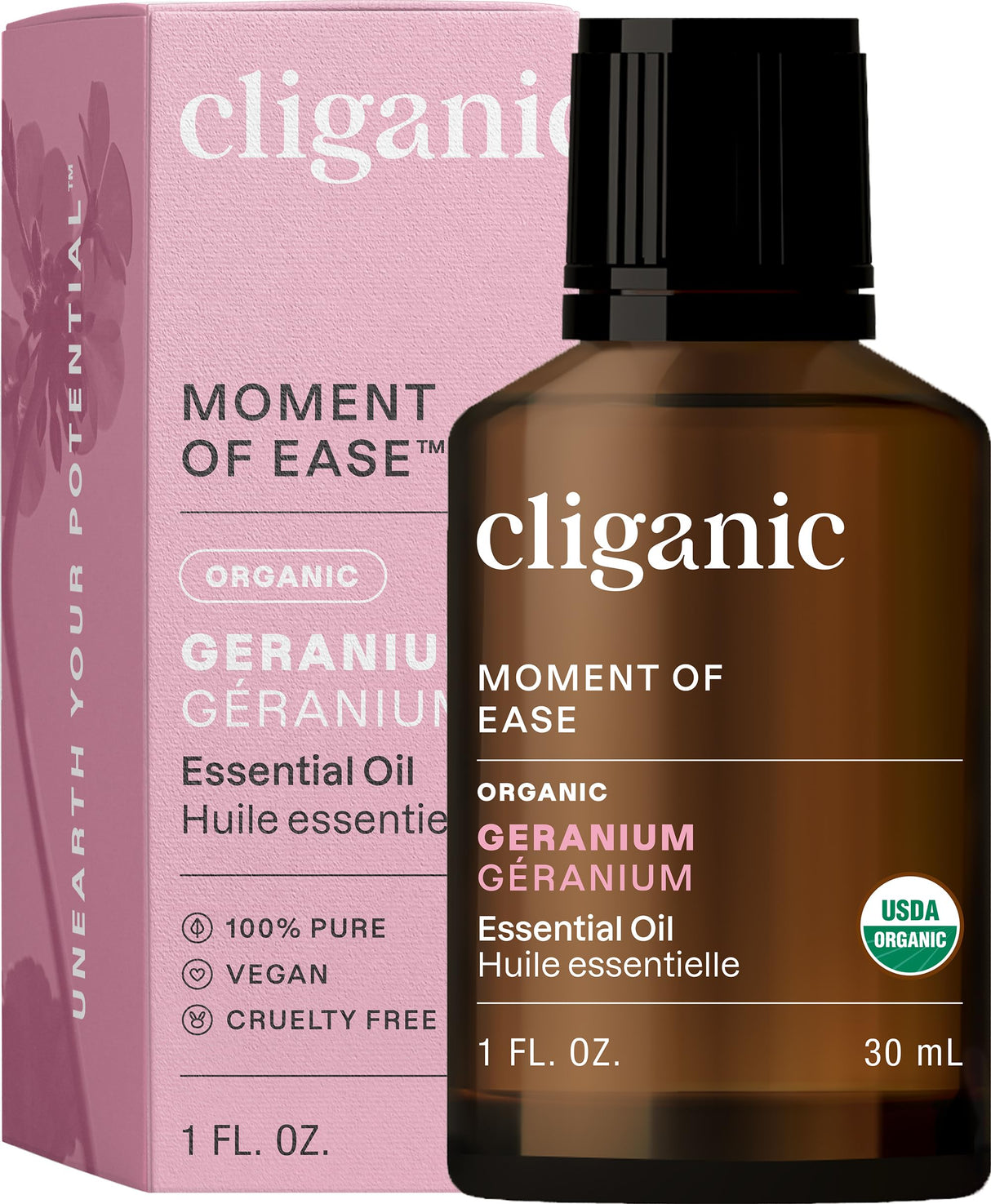 Cliganic Organic Geranium Essential Oil, 100% Pure Natural for Aromatherapy | Non-GMO Verified (Packaging May Vary)