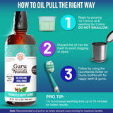 GuruNanda CocoMint Oil Pulling Mouthwash for Complete Oral Hygiene, 7 Essential Oils & Vitamins for Happy Teeth & Gums & Fresh Breath, Alcohol-Free, 32 oz