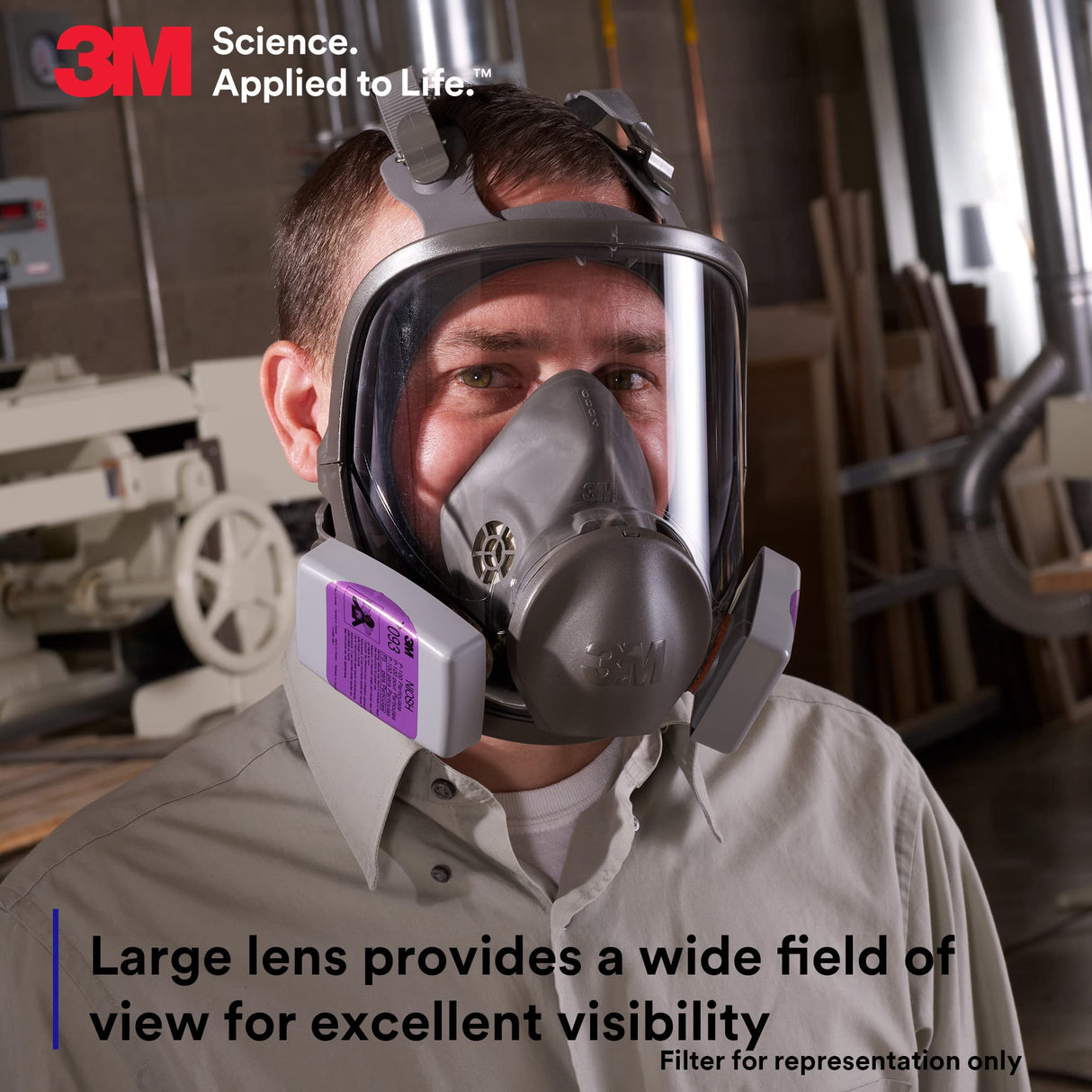 3M 6800 Full Facepiece Reusable Respirator, Medium, Gray