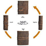 LEATHER VILLAGE Leather Journal Key Lock, Distressed Brown 6x4.