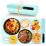 Warming Mat for Food Warmer Heating: Electric Silicone Hot Trays & Warm Buffer Plate 7-Level Temperature Control,Foldable Heat Pad,Keep Dishes Heater,Gift for Kitchen & Party - Seafoam