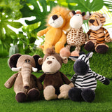 6 Pieces Safari Stuffed Animals Plush Jungle Animal Toys Set for Boys Girls, Lion Elephant Zebra Giraffe Tiger Monkey for Animal Themed Parties Student Award Christmas (Cute Style)