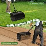 GADFISH 24 Inch Compost Spreader & Lawn Roller, Featuring One Mesh Roller and One 23 Gallon Hollow Roller, Push & Tow Design, Suitable for Lawn Maintenance and Peat Moss Spreader