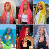 Boyusijf 613 Lace Front Wig Human Hair 613 Blonde Deep Wave 13x6 HD Transparent Lace Front Wig Human Hair Pre Plucked Blonde Wig Human Hair with Baby Hair 180% Density for Women(30inches 613 13x6 Wig)
