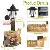 YEPOTUE Solar Bunny Garden Stalue Outdoor, Rabbits Figurine Flowerpot Decolwith Solar Lantem for Yard Art Lawn Ornaments Porch Patio Balcony - Gardening Gifts for Women Mom