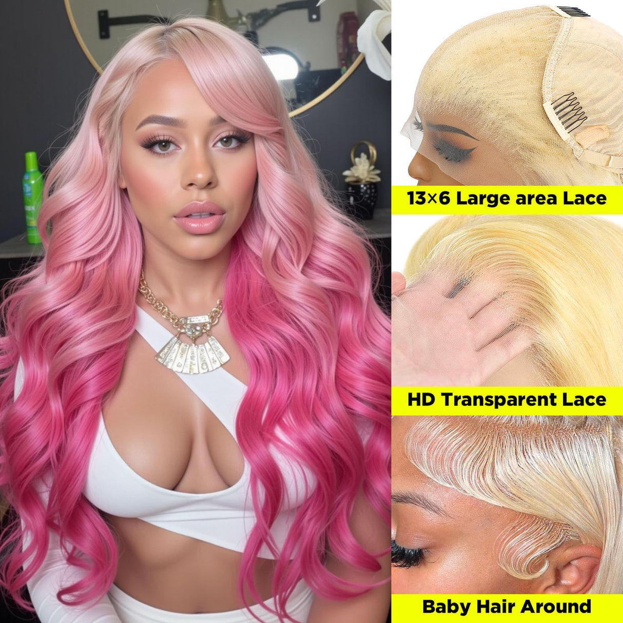 613 13X6 Lace Front Wig Human Hair Body Wave 200 Density HD Lace Front Wigs Human Hair Blonde Wig Human Hair Glueless Wigs Human Hair Pre Plucked Pre Cut 613 HD Lace Frontal Wig 13x6 for Women 24 Inch