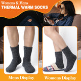 Welwoos Heated Thermal Socks for Women & Men Winter Warm Ski Thick Boot Insulated Gift Socks Stocking Stuffers for Women 3 Pairs (Dark Grey,L)