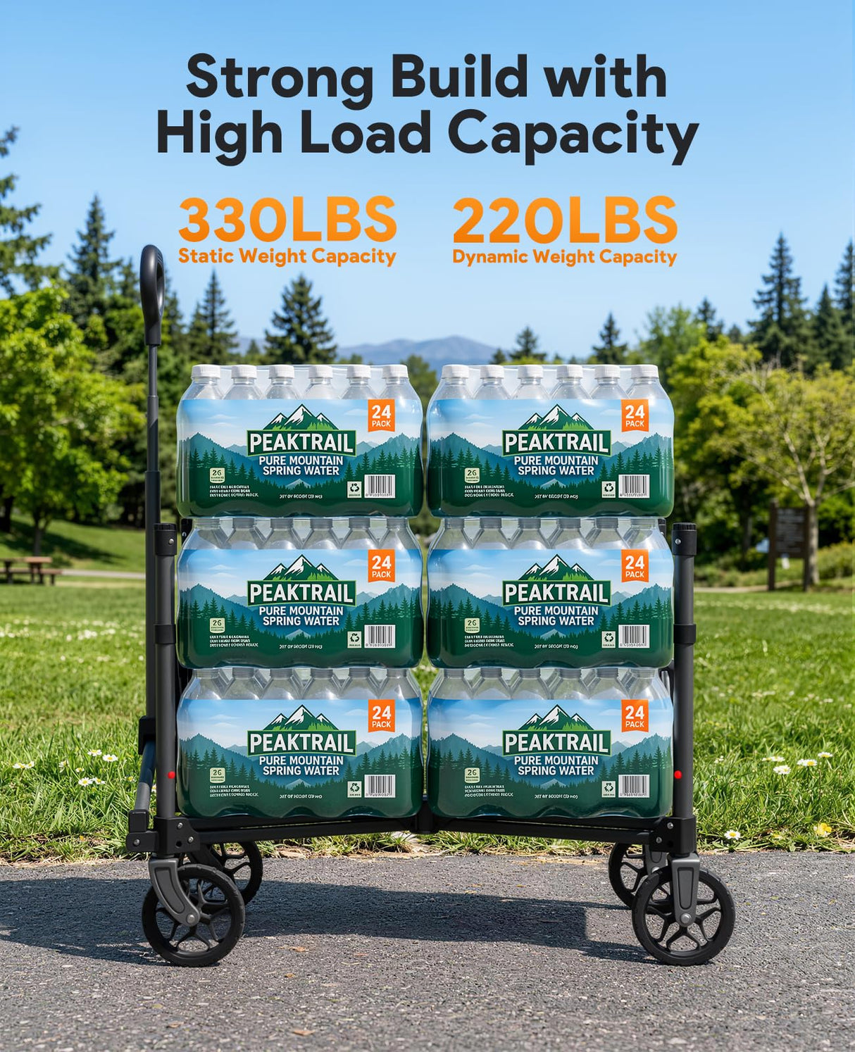 Collapsible Wagon with Wheels,120L Wagon Cart for Camping Groceries Beach
