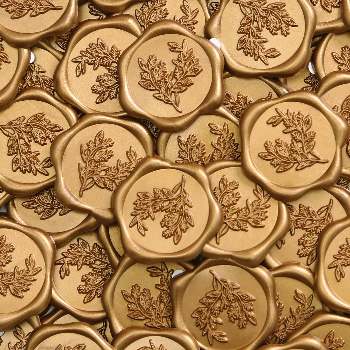 UNIQOOO Wax Seal Stickers - Eucalyptus Wedding Invitation Envelope Seal Stickers, 100 Pcs Self- Adhesive Antique Gold Stickers, Perfect for Invitation, Christmas, Gift Wrapping, Party