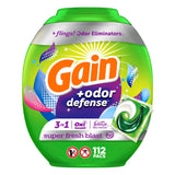 Gain Flings Laundry Detergent Soap Pacs with Odor Defense, Super Fresh Scent, 112 Count, 3 in 1 Laundry Pods with Febreze and Oxi