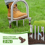 Manual Core Aerator, 2 Hollow Slot + 2 Spike Tines, Semi-Assembled, Orange