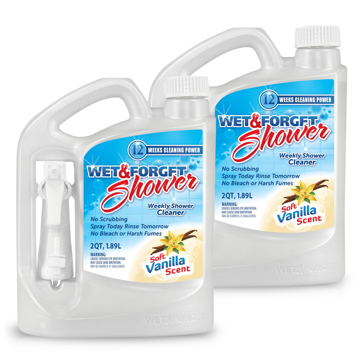Wet & Forget Shower Cleaner Weekly Application Requires No Scrubbing, Bleach-Free Formula, Ready to Use, Vanilla Scent, 64 Fluid Ounces 2 Pack