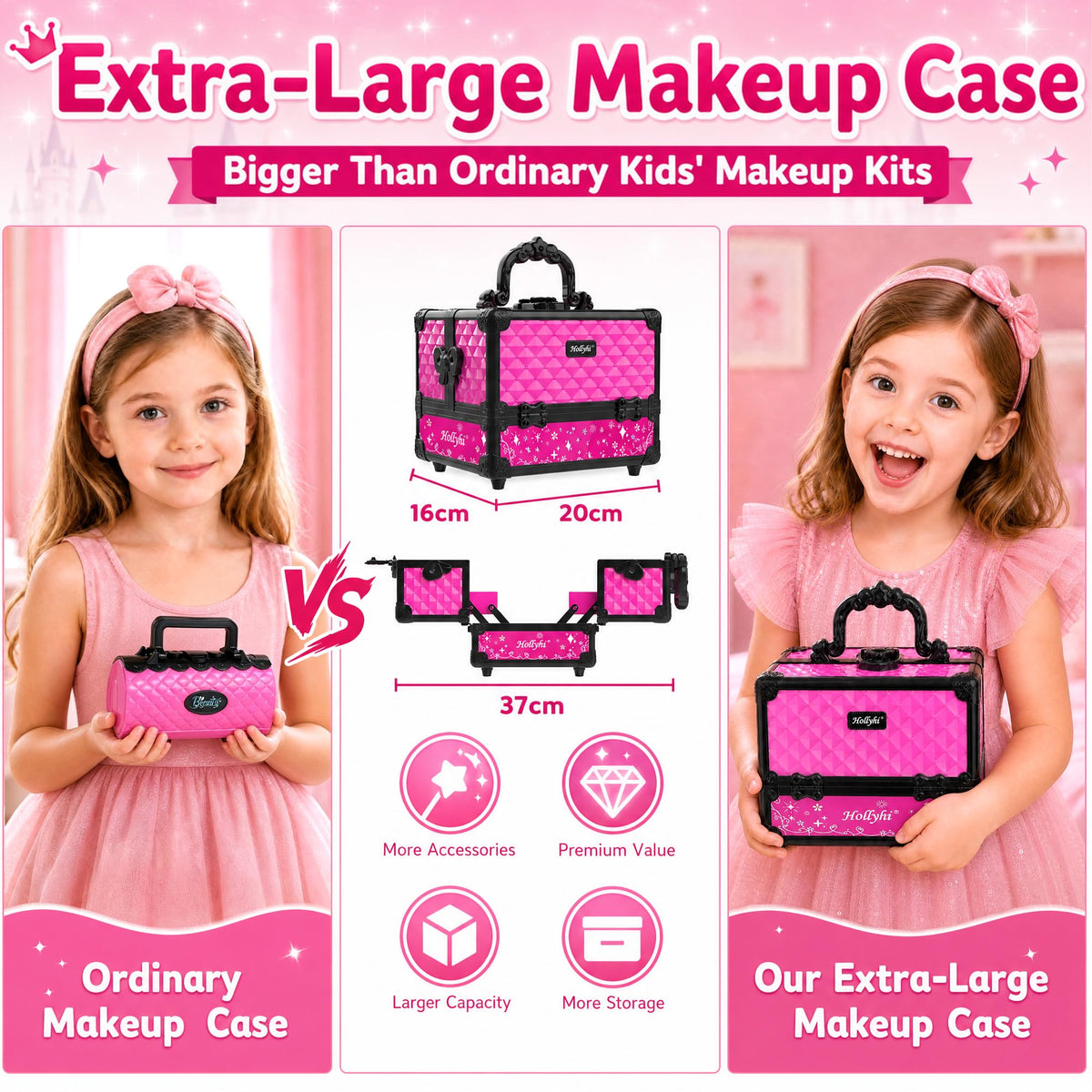 59 Pcs Kids Makeup Toys Kit for Girl, Non-Toxic Real Washable Pretend Set