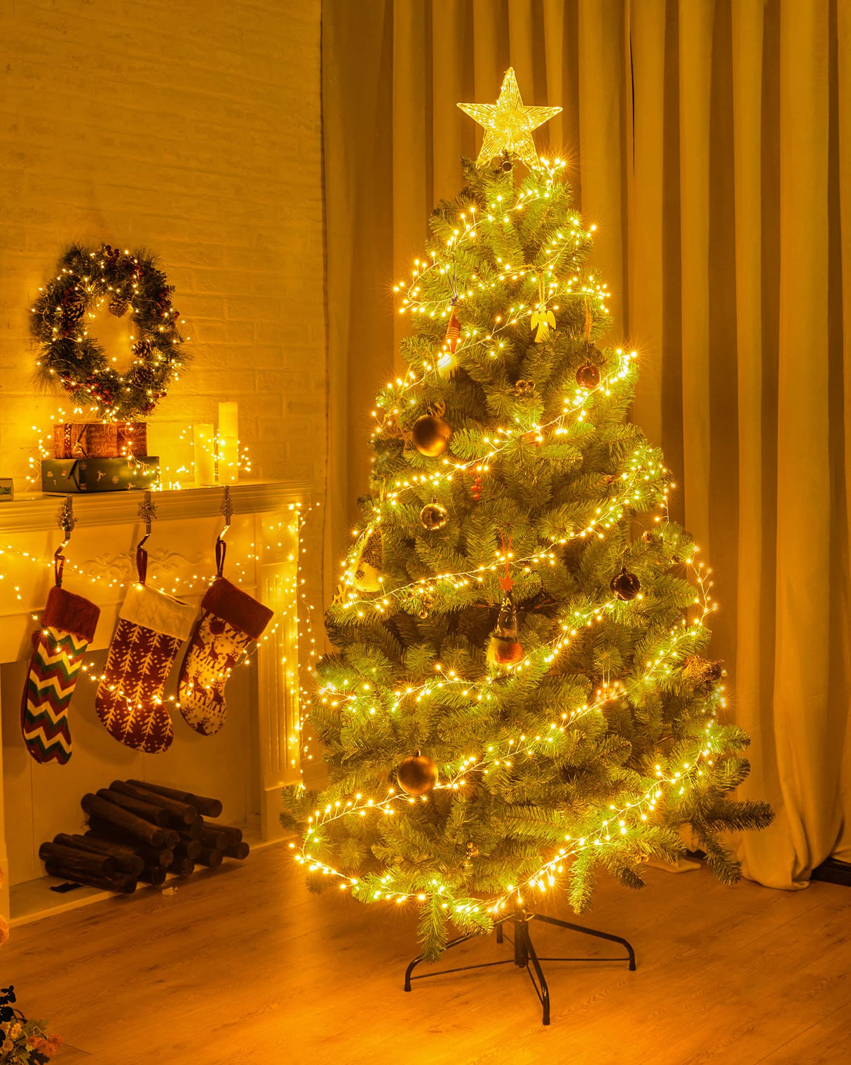 4 Pack Fairy Lights Battery Operated, 5 Feet 60 LED Twinkle String Lights Waterproof Firecracker Starry Lights for DIY Wreath Home Wedding Bedroom Mason Jar Holiday Christmas Decorations, Warm White