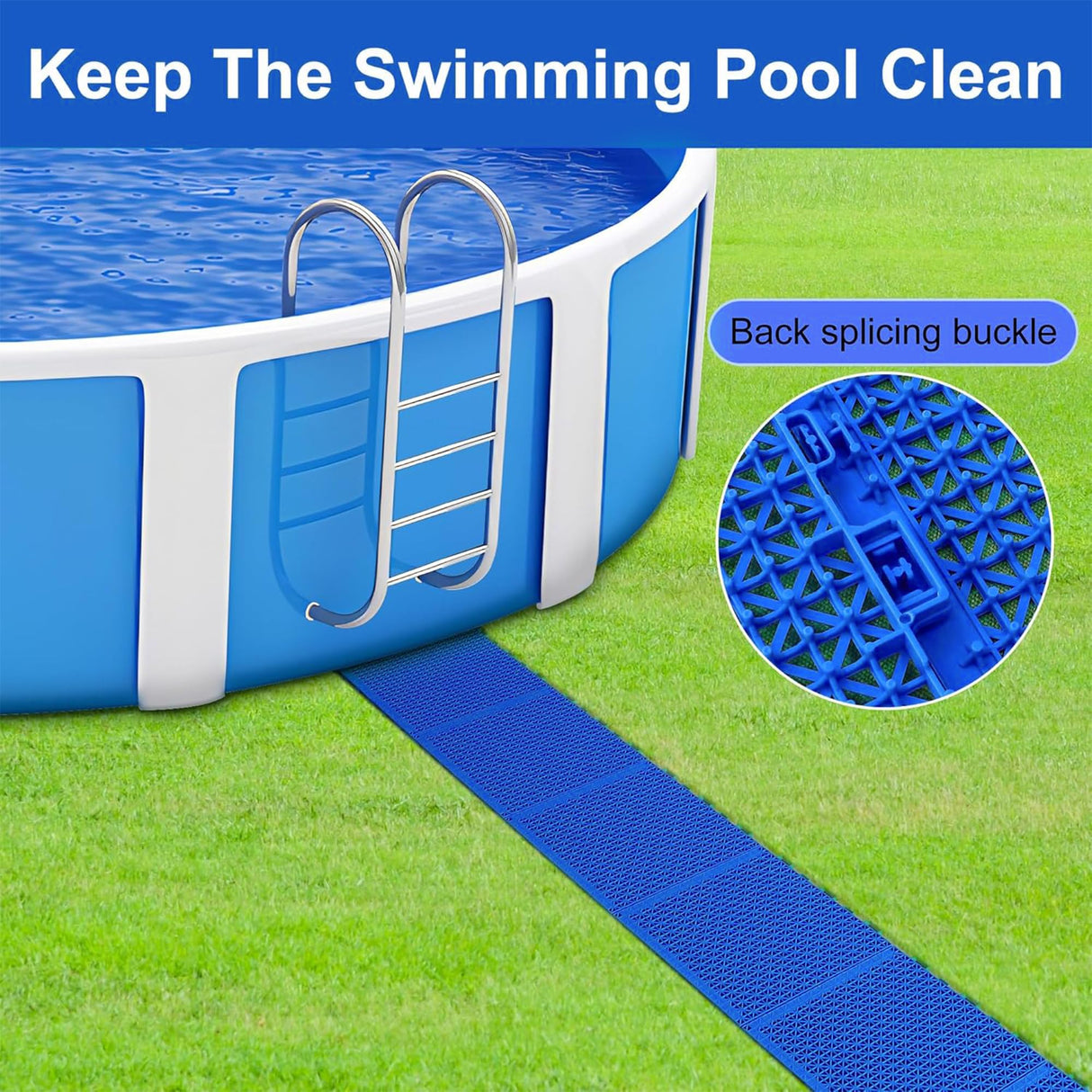 16 Pcs Modular Interlocking Cushion- 10.3" x 10.3" Splicing Above Ground Pool Floor Protectors- Non-Slip Pools Spas Floor Mat Pathways from the Pool to the Porch