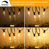Brightever Outdoor String Lights 200FT Waterproof, Patio String Lights for Outside with 100+4 ST38 Shatterproof LED Filament Bulbs, Dimmable Hanging Lights for Christmas, Party, Cafe (2-Pack 100FT)