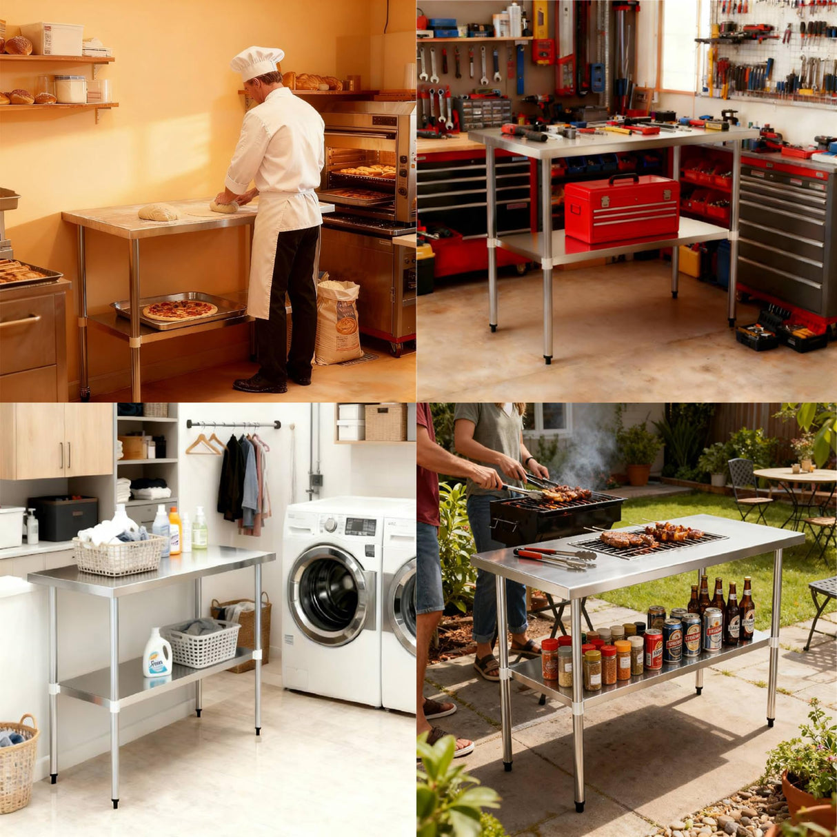 Okeyolive Stainless Steel Work Table 24 x 72 Inch, NSF Commercial Prep Table with Undershelf, Heavy Duty Food Prep Workstation