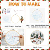 Christmas Embroidery Kit for Adults & Beginners - Gnomes & Cross Stitch Patterns, Cotton, Threads, Needles & Instructions (4 Pcs)