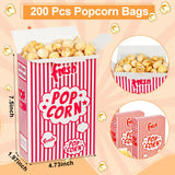 Dualshine 200 Pack Popcorn Boxes,1.25 oz Paper Popcorn Containers,Red and White Striped Close-Top Cardboard Pop Corners Bags Individual Servings for Theater Night Movie,Party,Christmas