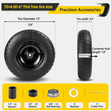 4Pc,13x4.0-6 Flat Free Tire and Wheel Replacement for Gorilla Cart,5/8"Axle