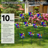 DECEED 10 PCS Reflective Pinwheels for Yard and Garden Bird Devices Pre-Installed Sparkly Wind Spinner Deterrent to Scare Birds Away from Yard Patio Farm (Multicolor-1)