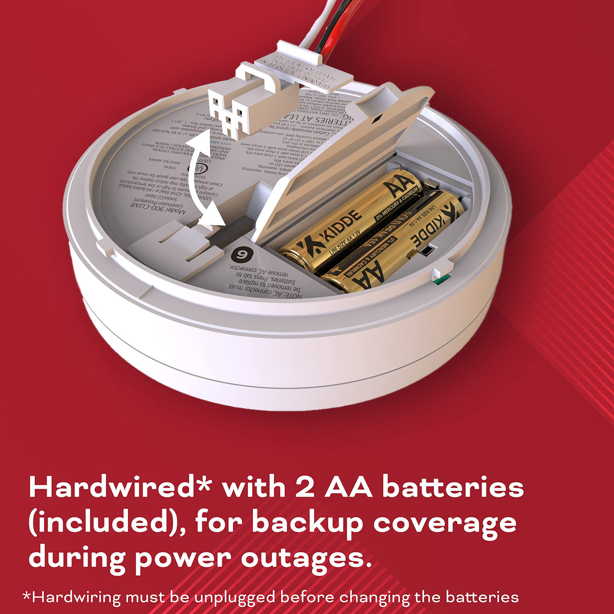 Kidde Hardwired Smoke & Carbon Monoxide Detector, AA Battery Backup, Interconnectable & Carbon Monoxide Detector, AA Battery Powered CO Alarm with LEDs, Test-Reset Button