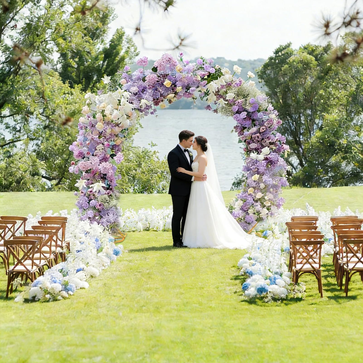 8ft Balloon Arch Stand,Round Backdrop Stand,Golden Circle Wedding Arch Frame for Wedding,Valentine's Day,Birthday,Party,Friends Gathering,Christmas,Garden Decoration