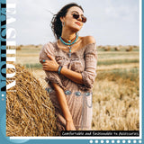 Zhamate 9 Pcs Western Jewelry Boho Turquoise Necklace Bracelet Ring Set