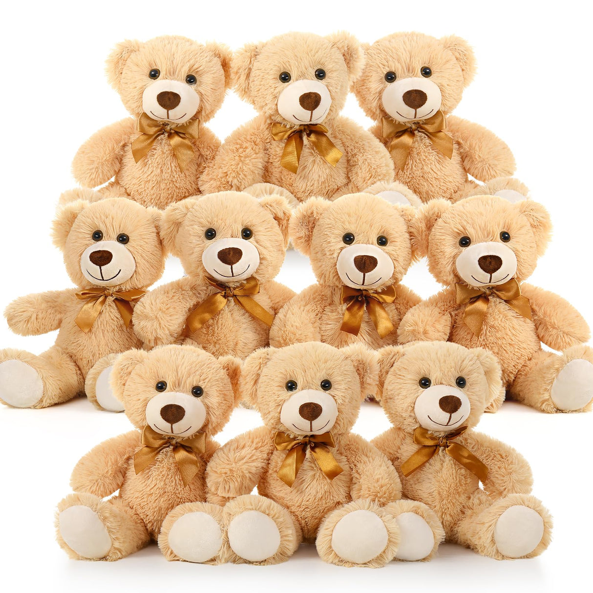 MaoGoLan Bulk Teddy Bear Baby Shower, 10 Packs Small Teddy Bear Stuffed Animals in Bulk,13.5" Small Stuffed Bears Plush for Wedding,Birthday,Christmas, Party Decorations