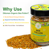 Organic Bee Pollen - USDA & EU Organic Certified, Halal, ISO 22000 & GMP | 100% Pure Superfood for Immune Support, Rich in Vitamins & Minerals | Non-GMO, Additive-Free | 200g (7.05 oz)