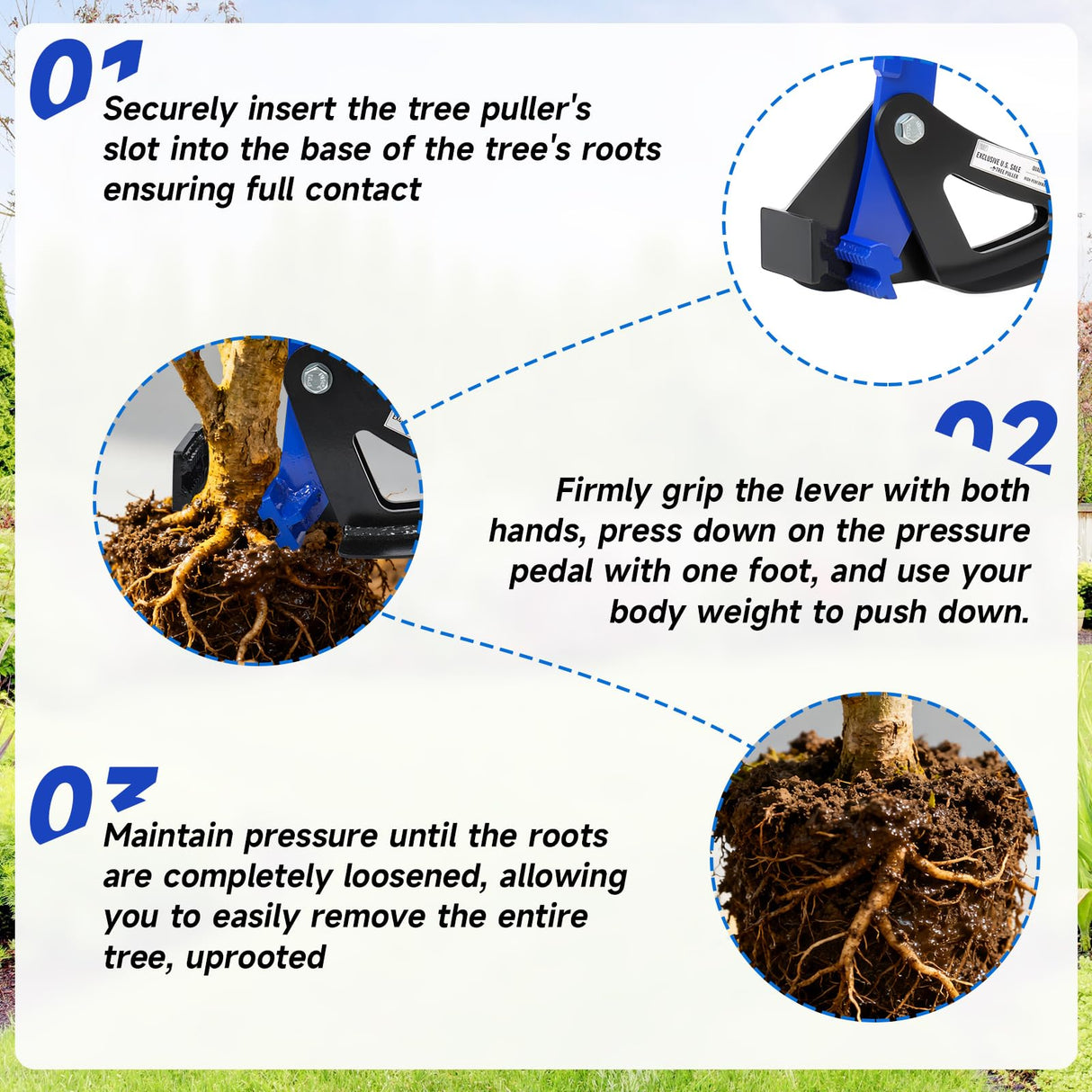Pvirbravoo Sapling Puller Tool - Heavy Duty Tree Root Puller for ¼ to 1-3/8" Woody Stems | Fully Uproots Trees & Shrubs | Ergonomic Garden Tool for Landscaping, Farming, Forestry
