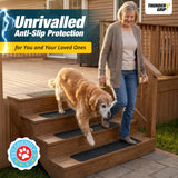 THUNDER GRIP Outdoor Stair Treads - Non Slip 30" x 6" - 12-Pack Weather Resistant Exterior Grip Tape - Anti Skid Strips - Waterproof 80-Grit Adhesive Treads