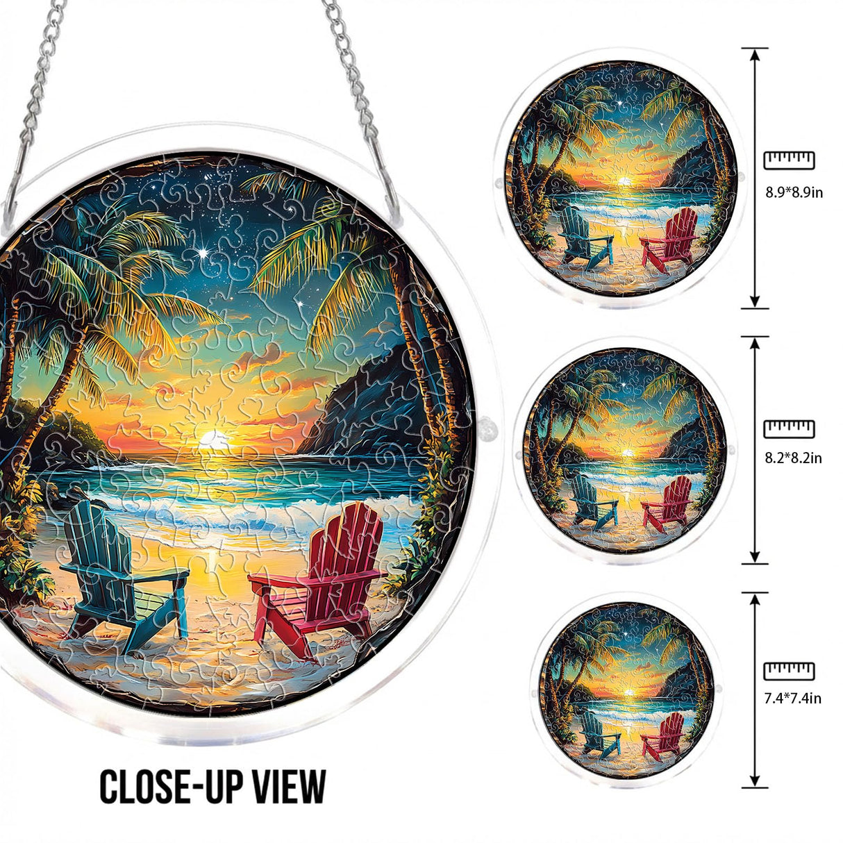 WOODBESTS Acrylic Jigsaw Puzzle Suncatcher 83 Pieces-Beach Vacation, DIY Acrylic Puzzle Sun Catcher, Window&Garden Decor, Unique Gifts for Mom, Women,Wife, Sisters, Aunt, Besties 7.4in