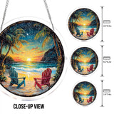 WOODBESTS Acrylic Jigsaw Puzzle Suncatcher 83 Pieces-Beach Vacation, DIY Acrylic Puzzle Sun Catcher, Window&Garden Decor, Unique Gifts for Mom, Women,Wife, Sisters, Aunt, Besties 7.4in