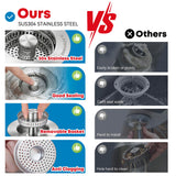 Upgraded 3 in 1 Kitchen Sink Drain Strainer - Stainless Steel Sink Stopper, Anti-Clogging Sink Food Catcher Basket, Fast Drainage Odor Filter Sink Plug for US Standard 3 1/2 inch Drain (Silver-2Pack)