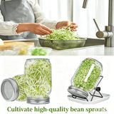 Lulonpon Sprouting Kit, 2 Sprouting Jar Kits, Wide Mouth Quart Mason Jars with Stainless Steel Screen Sprout Lids,1000ml, Stand and Canning Brush,Seed Sprouter Set for Growing Broccoli, Alfalfa
