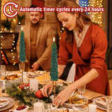 Lasumora Christmas Tree Candles with Remote Timer, 4 Pcs Waxy Flameless Taper Candles Flickering, Battery Operated LED Candlesticks with 3D Flame Wick, Green Window Candle for Christmas Decorations