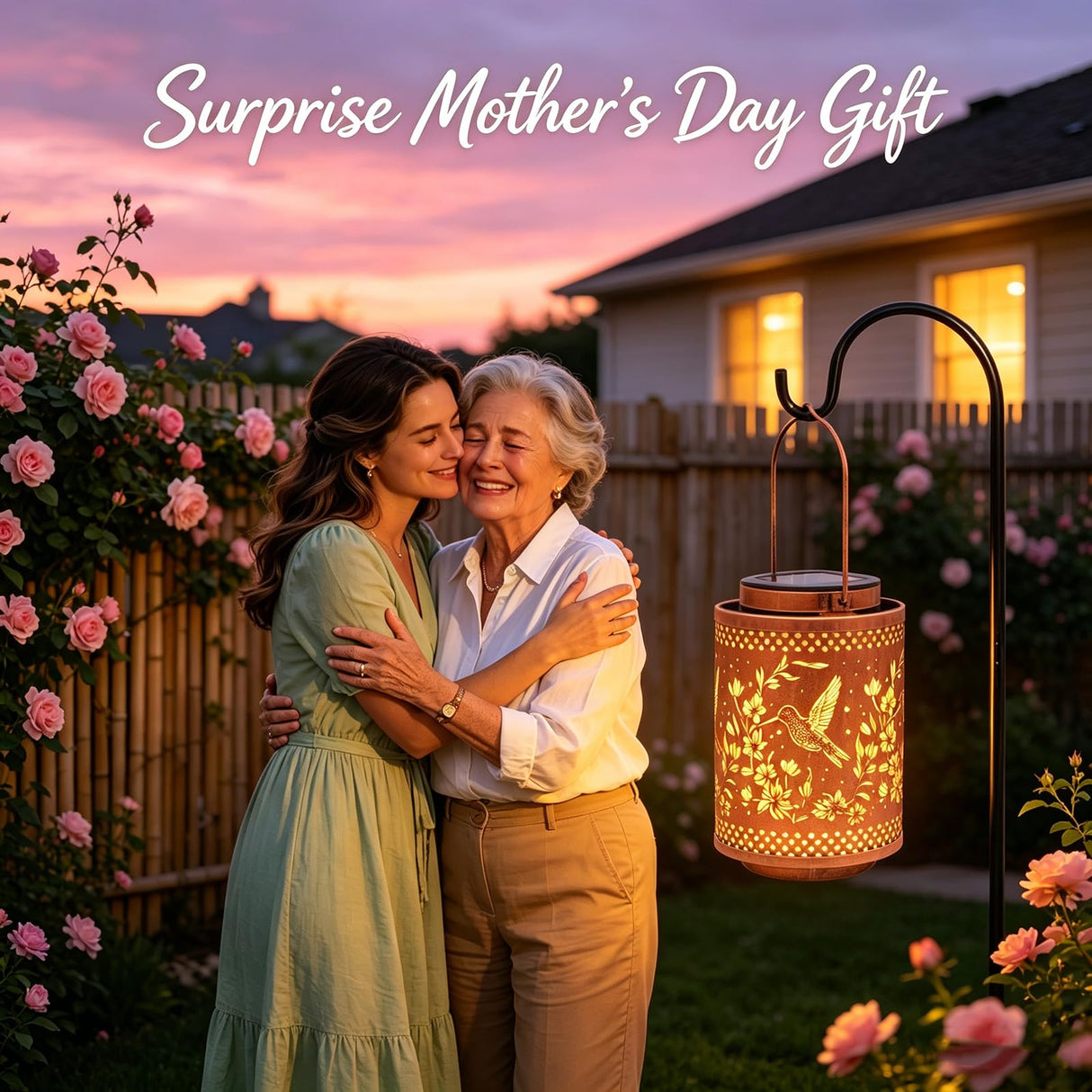Hummingbird Solar Lanterns Garden Decor Birthday Gifts for Women Mon Grandma Metal Hanging Solar Lights Waterproof Outdoor Decoration for Outside LED Lanterns for Yard Patio Lawn Pathway Landscape