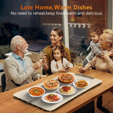 Food Warming Mat, Full Surface Heating Silicone Electric Warming Tray with 3 Level Temperature Settings, Auto Shut-Off, Foldable Roll Up Food Warmer for Parties Buffets, Gatherings