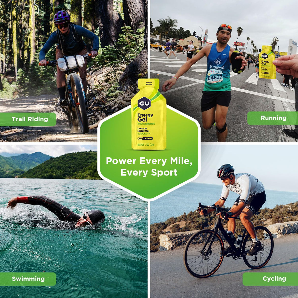 GU Energy Original Sports Nutrition Energy Gel, Vegan, Gluten-Free, Kosher, and Dairy-Free On-the-Go Energy for Any Workout, 24-Count, Lemon Sublime