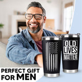 VIWIS 30th, 40th, 50th and 60th Birthday Gifts for Men, Dad from Son, Daughter, Wife - Gag Gifts For Men, Grandpa - Cool Old Man Gift, Old Lives Matter Tumbler 20oz - Funny Christmas Gifts