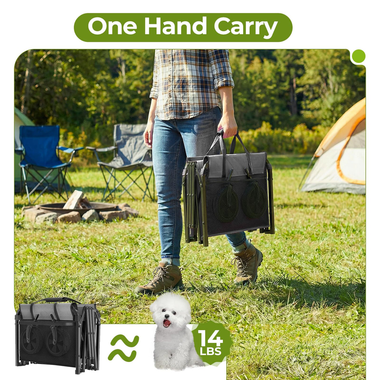 Aimnny Wagons Carts Foldable, Lightweight Collapsible Utility Wagon-220LBS Capacity One-Side Full Zipper, Side Load No Lifting for Light Camping, Grocery, Shopping, Sports & Apartment Moving (Black)