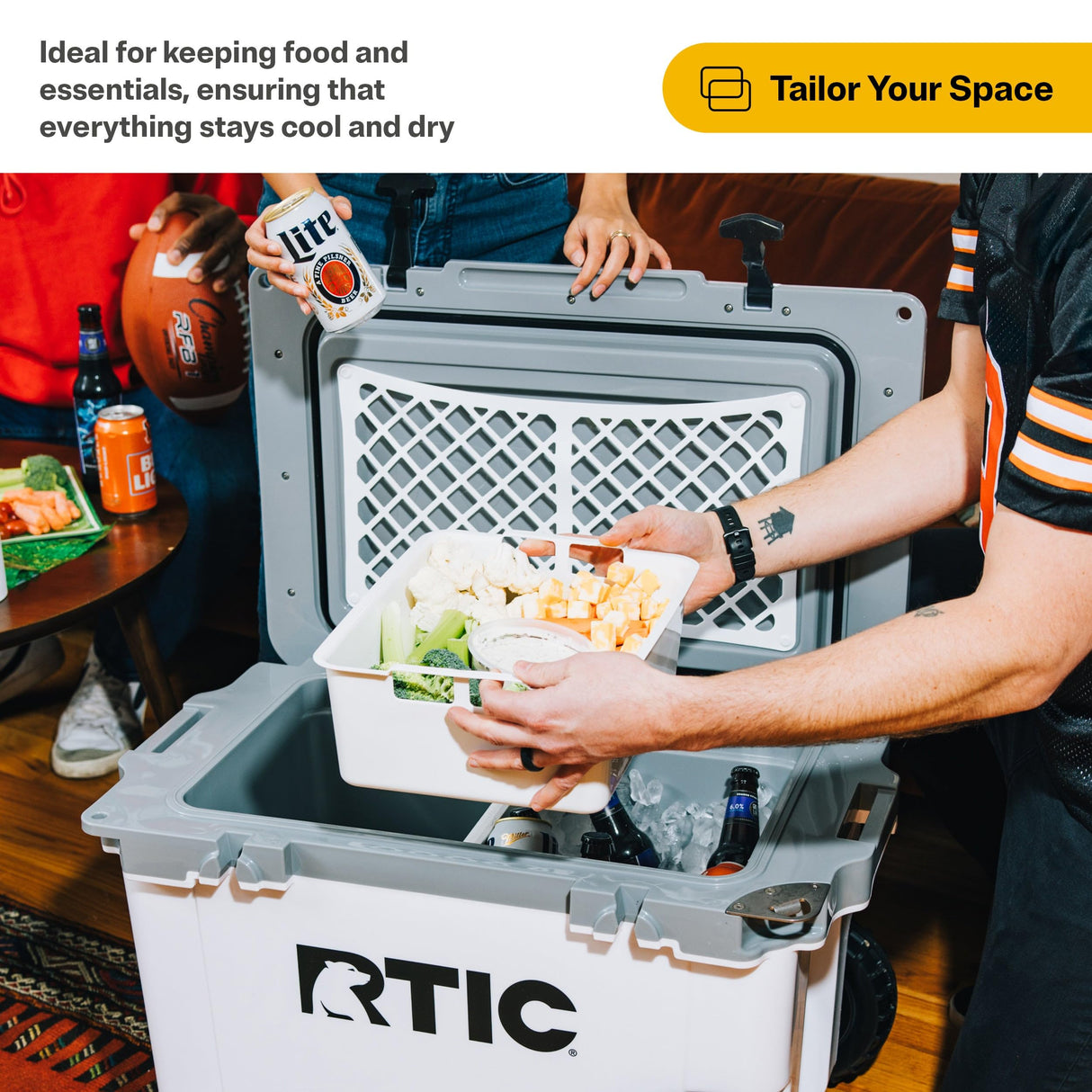 RTIC 52 & 72 QT Ultra-Light Cooler Dry Goods Basket Tray Insert Accessories Perfect for Organization, White
