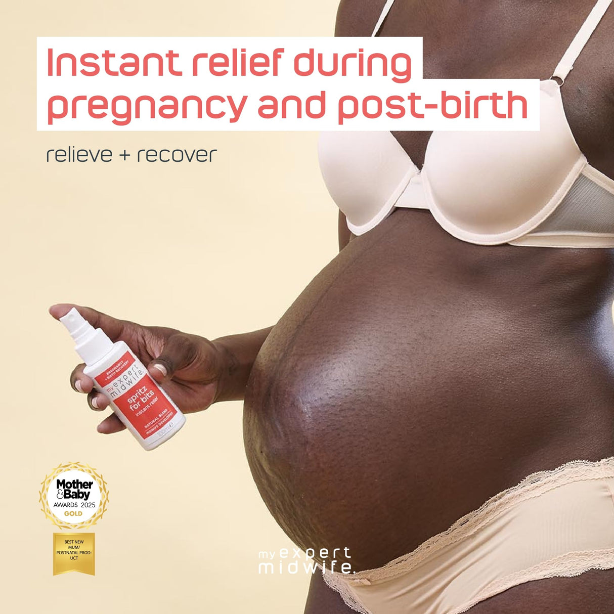 My Expert Midwife Spritz for Bits - Pregnancy & Postnatal Relief Spray – Maternity Spray for Post-Pregnancy Care - 150ml