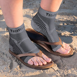 TechWare Pro Ankle Brace Compression Sleeve - Relieves Achilles Tendonitis, Joint Pain. Plantar Fasciitis Foot Sock with Arch Support Reduces Swelling & Heel Spur Pain. (Gray, XXL)