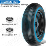 4.00-6 Flat Free Wheelbarrow Tires and Wheels, 13 Inch Wheelbarrow Tires with 5/8" or 3/4" Bearings, 1.75'' Centered Hub Hand Truck Solid Wheels Replacement for Hand Trucks, Dolly Trolleies, 2 PCS