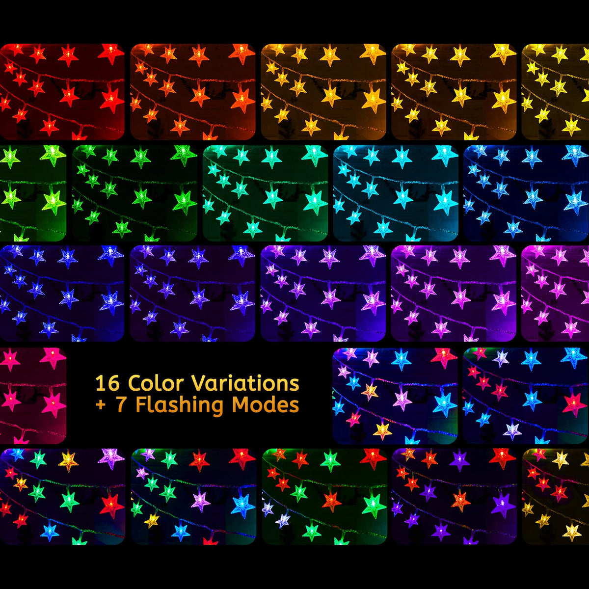 Minetom USB Star String Lights - 33 ft 100 LED Color Changing Star Fai ...