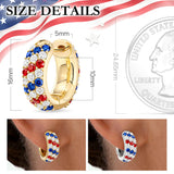 4th of July Independence Day Patriotic Hoop Earrings for Women, 250th Anniversary American Flag Red White Blue Usa earrings Cubic Zirconia Chunky 14K Gold Thick Small Huggie Hoops Non Tarnish Jewelry